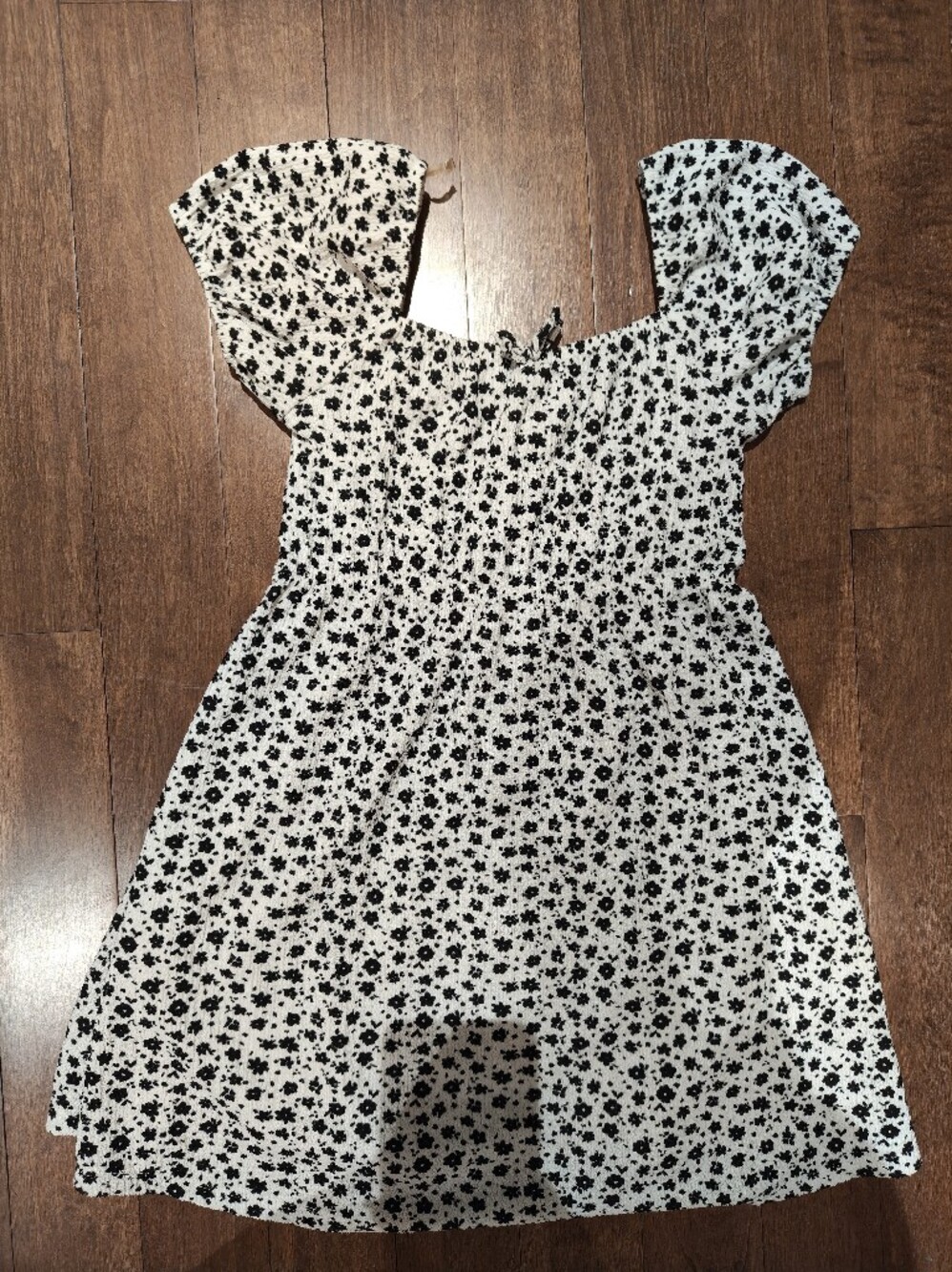 Primark White and Black Floral Casual Kids Dress